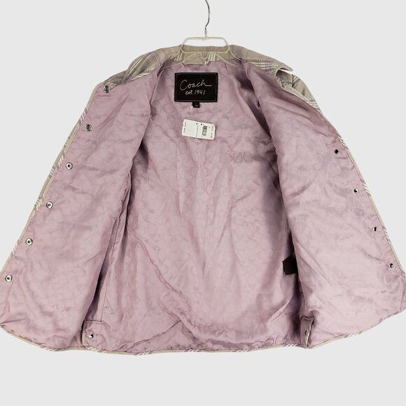 Coach Est. 1941 Purple Quilted Snap-Front Jacket With Collar & Pockets Womens M - Picture 3 of 10